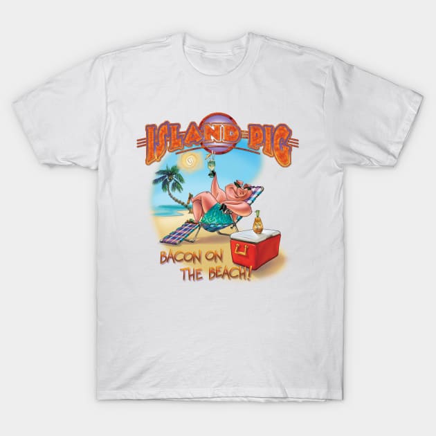 Island Pig Bacon on the Beach T-Shirt by TrevorIrvin